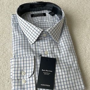 Nordstrom Men Dress Shirt Traditional Fit 17.5 36-37 NWT